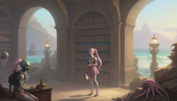 A alien framed by the beauty of a calm day