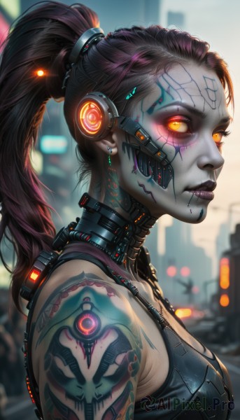A majestic image of a cyborg in outdoors