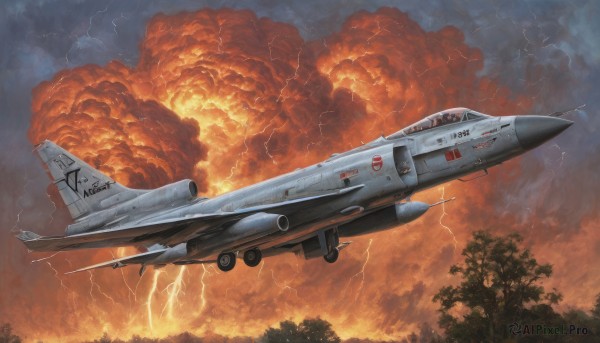 A breathtaking fiery cloud featuring a spacecraft
