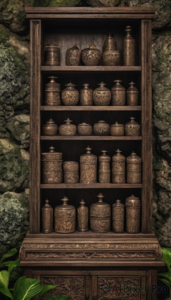 outdoors,no humans,leaf,bottle,plant,nature,scenery,jar,barrel,shelf,still life,wood