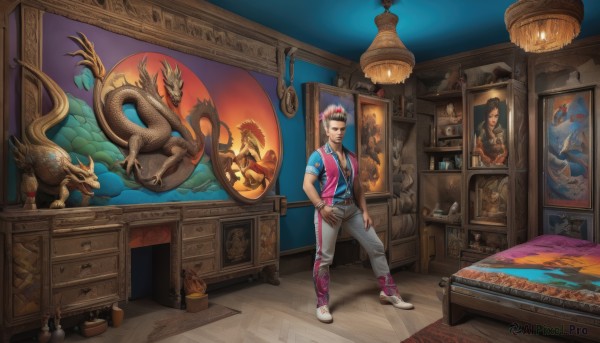 A male portrayed in a inviting wooden floor