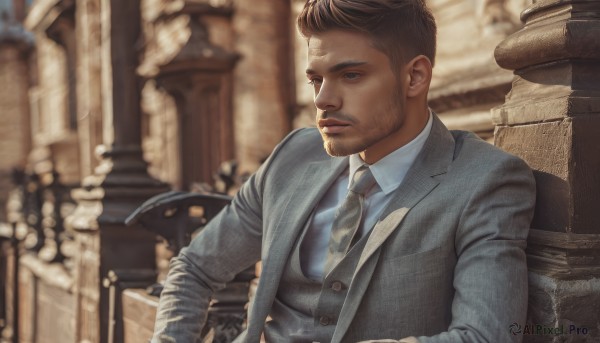 A inspiring male within outdoors