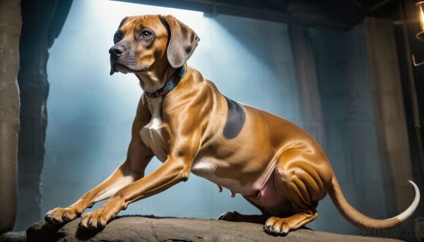 A majestic dog within a vivid dynamic scene
