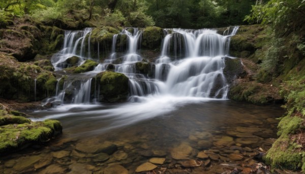 The timeless beauty of a waterfall in a picturesque day