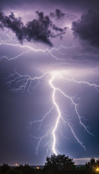A magnificent lightning within sunset outdoors
