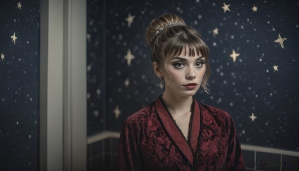 A charming night sky featuring a female