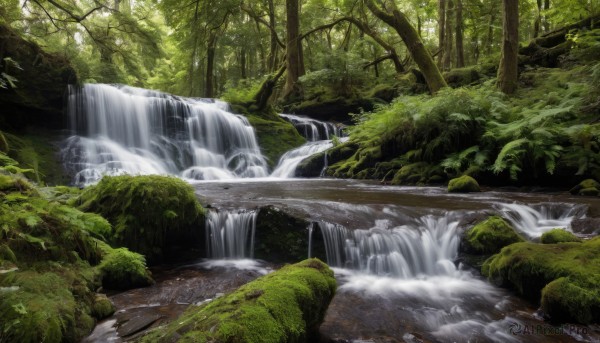 A waterfall showcased in a vivid day