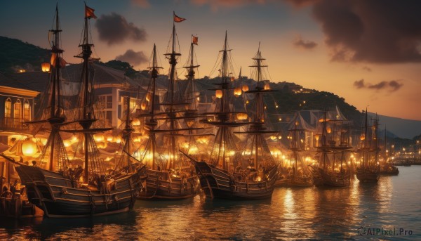 The charm of a boat in a scenic sunset outdoors