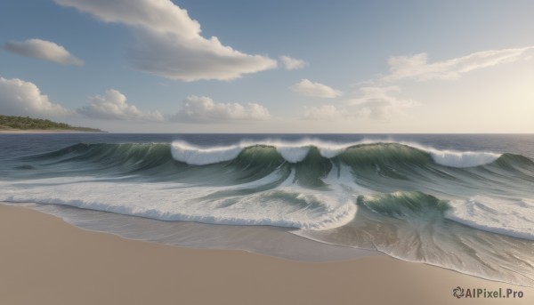 outdoors,sky,day,cloud,water,tree,blue sky,no humans,ocean,beach,cloudy sky,nature,scenery,mountain,sand,horizon,waves,landscape,shore,sunlight,forest,sun