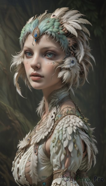 A female caught in a vivid dynamic scene