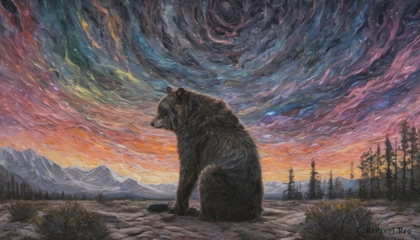 A landscape portrayed in a refreshing sunset outdoors