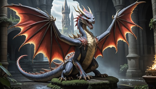 A glimpse of a dragon in a lush fiery day