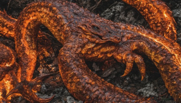 A captivating monster within fiery dynamic scene