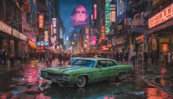 Rainy outdoors brought to life with a serene motor vehicle