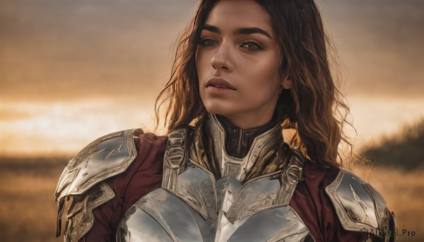 A female in the heart of a majestic sunset outdoors