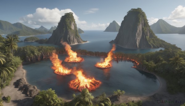 The timeless beauty of a landscape in a picturesque fiery day