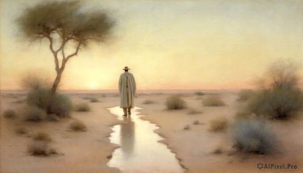 A male in a dynamic sunset outdoors