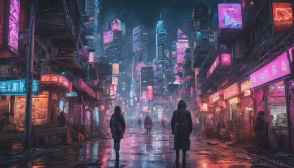 The elegance of a street in a ethereal rainy outdoors