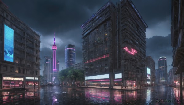The elegance of a street in a tranquil rainy outdoors