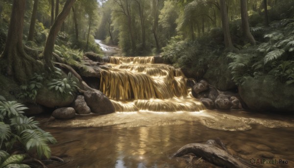 The beauty of a waterfall set in a calm day