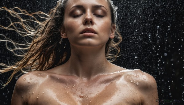 A delightful capture of a female within rainy dynamic scene