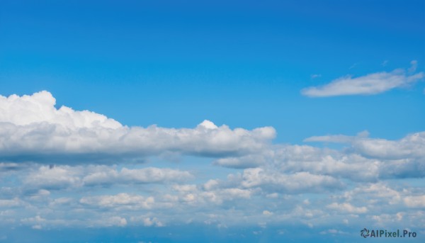 1girl,solo,outdoors,sky,day,cloud,blue sky,no humans,cloudy sky,scenery,reflection,blue theme,horizon,above clouds,very wide shot,dress,monochrome