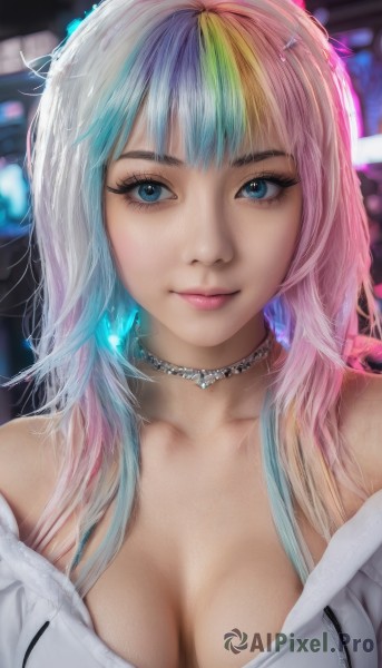A female surrounded by a captivating dynamic scene
