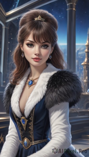 A charming night sky featuring a female