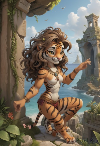 The serene presence of a female in a breathtaking day