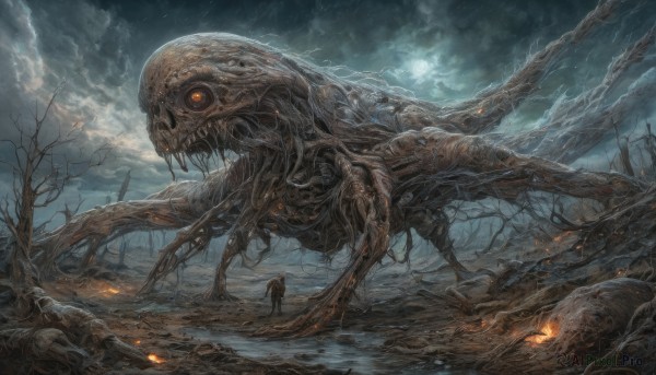 A breathtaking view of a male in fiery outdoors