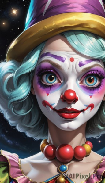 A graceful view of a clown in dynamic scene