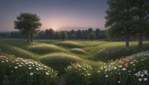 A vibrant landscape captured in sunset outdoors