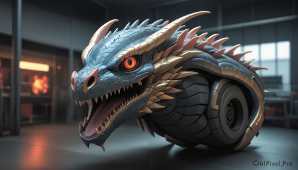 A monster in a breathtaking fiery dynamic scene