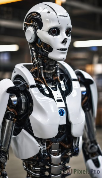 A cyborg showcased in a tranquil dynamic scene