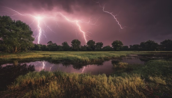 A stunning portrayal of a lightning in a calm outdoors