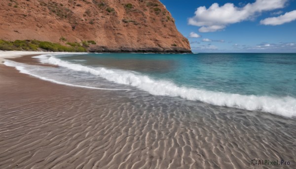 outdoors,sky,day,cloud,water,tree,blue sky,no humans,ocean,beach,cloudy sky,scenery,rock,sand,horizon,waves,landscape,shore,nature,cliff,island