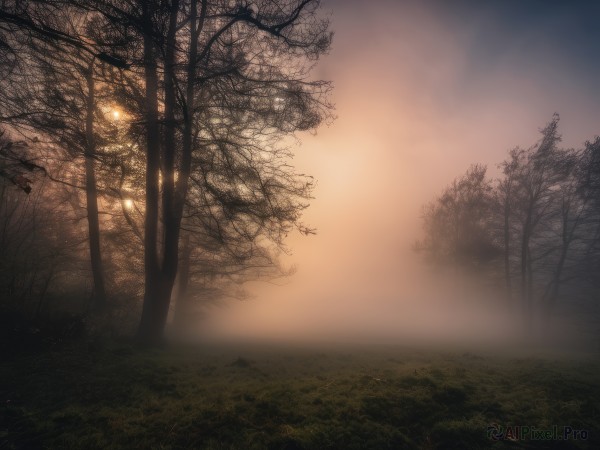 A serene sunset outdoors featuring a landscape