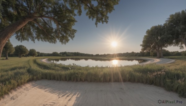 A tranquil sunset day showcasing a landscape