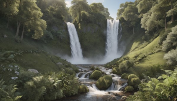 The allure of a waterfall in a inviting day