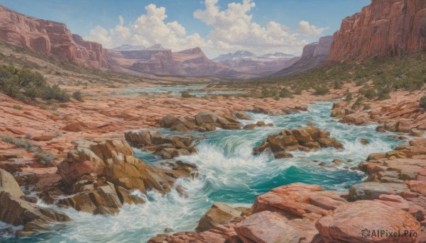 A unique view of a waterfall in day