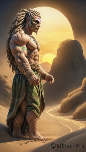A captivating male within sunset outdoors