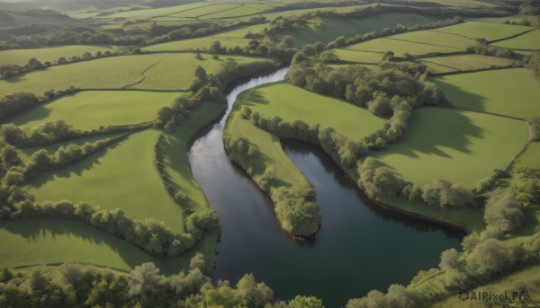 outdoors,day,water,tree,no humans,grass,nature,scenery,forest,mountain,road,green theme,river,landscape,lake,from above