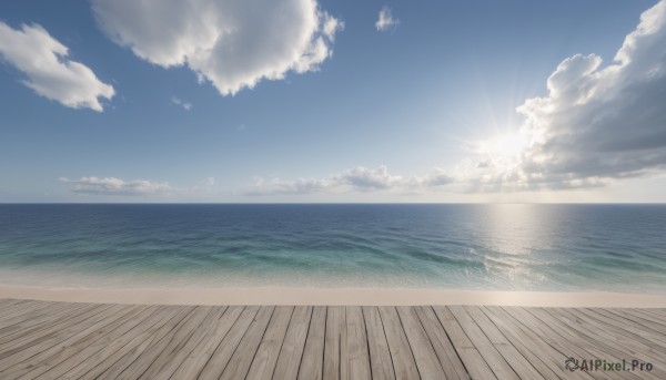 comic,outdoors,sky,day,cloud,water,blue sky,no humans,ocean,beach,sunlight,scenery,sand,sun,horizon,waves,shore,monochrome,cloudy sky