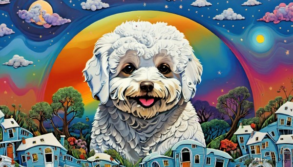 Image of a dog in a vibrant sunset outdoors