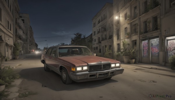 A glimpse of a motor vehicle in a lush outdoors