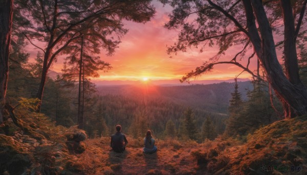 A breathtaking view of a male in sunset outdoors