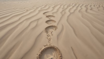 solo,monochrome,water,no humans,traditional media,scenery,sepia,surreal,brown theme,outdoors,from above,close-up,sand,desert