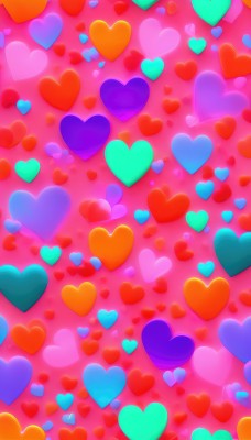 solo,heart,no humans,pink background,pink theme,heart background,glowing,scenery,multicolored background,colorful