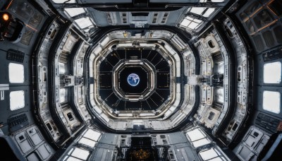 signature,dutch angle,no humans,window,from above,scenery,science fiction,space,planet,spacecraft,spacesuit,cockpit,indoors,floating,machinery