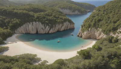 outdoors,sky,day,water,tree,no humans,bird,ocean,beach,nature,scenery,forest,mountain,watercraft,river,boat,landscape,lake,rock,sand,ship,shore,island